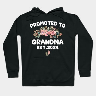 Promoted to Grandma 2024 First Time Nana Floral New Grandma Hoodie